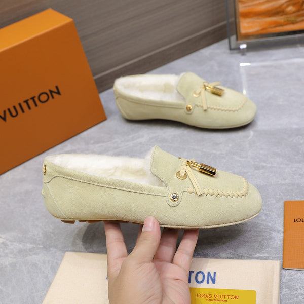 LV Flore Car Shoe Light Sand Suede Wool 547248