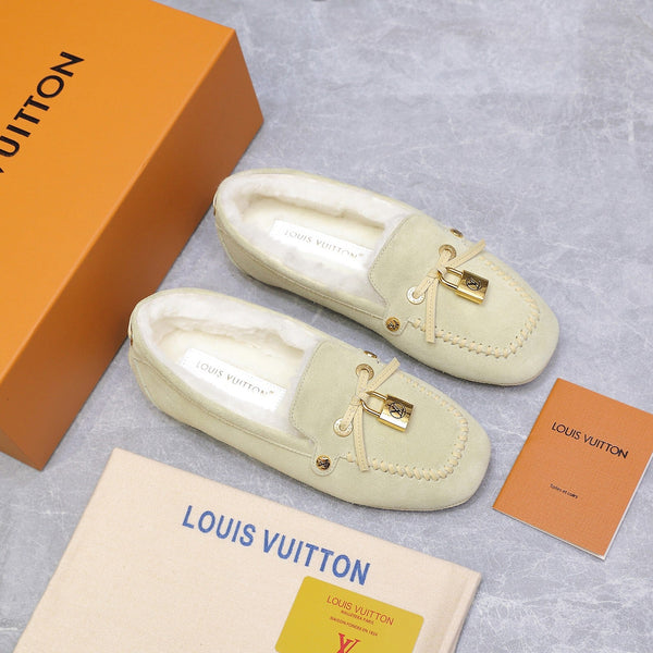 LV Flore Car Shoe Light Sand Suede Wool 547248