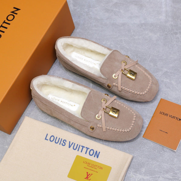 LV Flore Car Shoe Taupe Suede Wool 547249