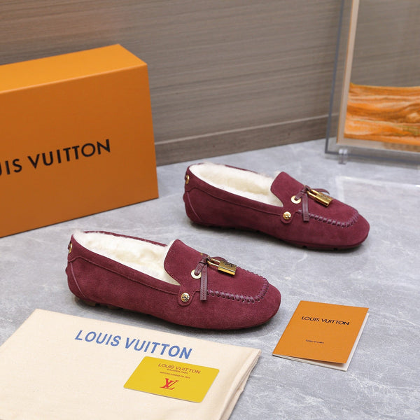 LV Flore Car Shoe Burgundy Suede Wool 547250