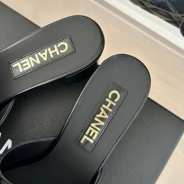 cc big bow sandal 60 black lambskin