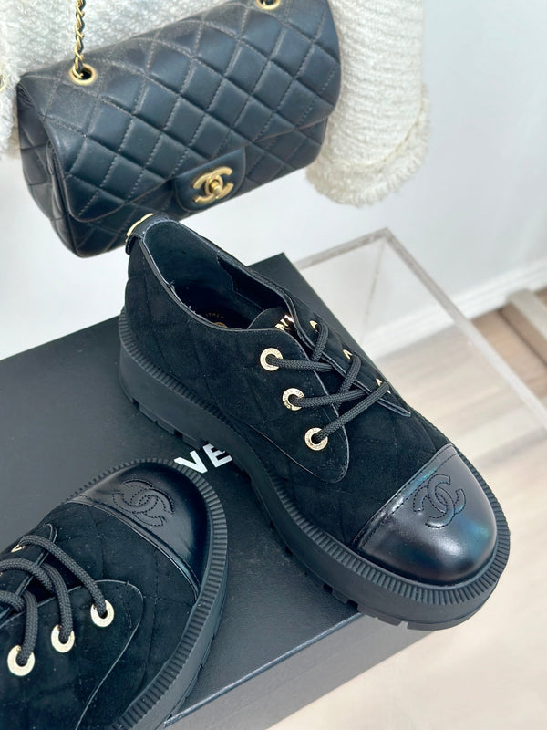 CC Classic Sneaker 50mm Black Quilted Suede And Calfskin