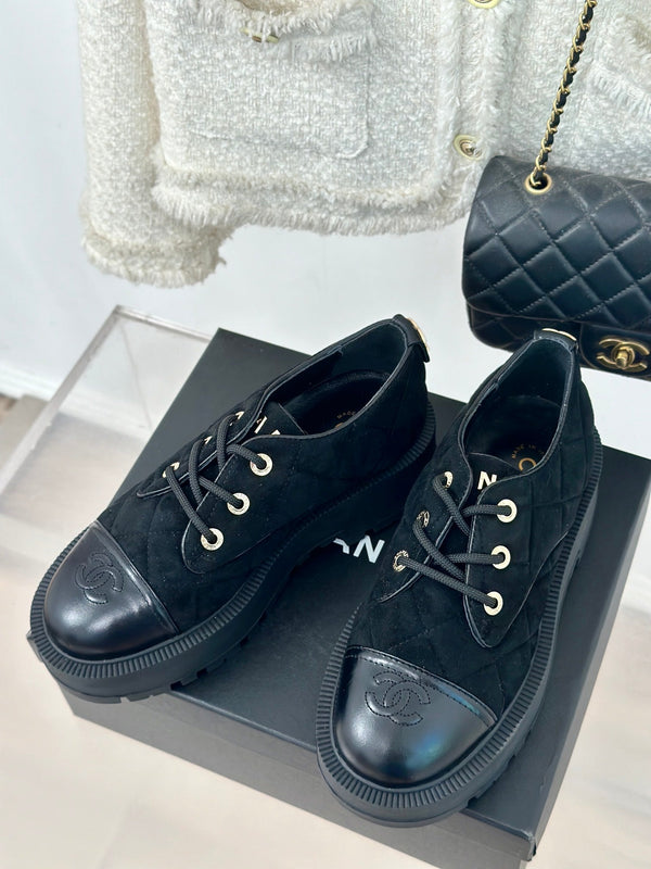 CC Classic Sneaker 50mm Black Quilted Suede And Calfskin