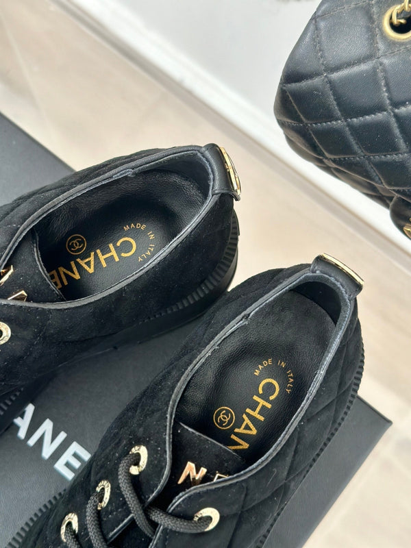 CC Classic Sneaker 50mm Black Quilted Suede And Calfskin