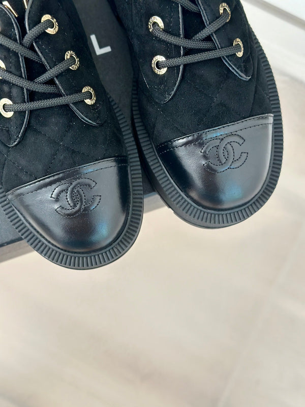 CC Classic Sneaker 50mm Black Quilted Suede And Calfskin