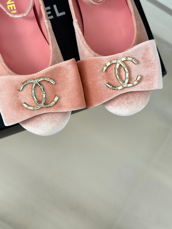 CC Mary Jane Pink Velvet Lambskin lining