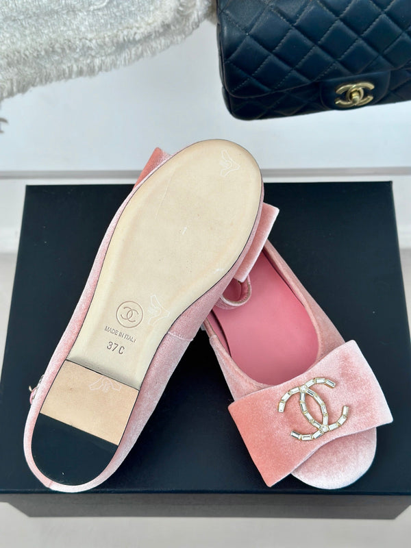 CC Mary Jane Pink Velvet Lambskin lining