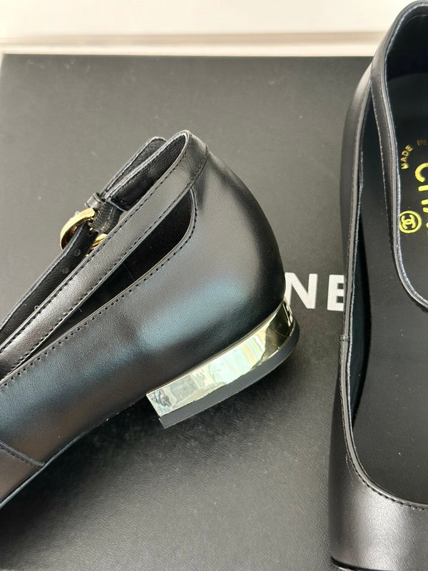 CC Mary Jane Plain Black Round Nose Lambskin