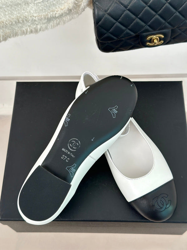 CC Mary Jane White Round Nose Lambskin