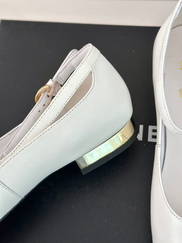 CC Mary Jane White Round Nose Lambskin