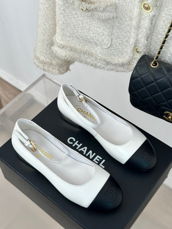 CC Mary Jane White Round Nose Lambskin