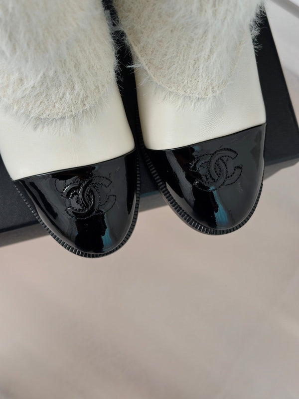 Stivali corti CC 60mm in pelle bovina bianca e filato di lana