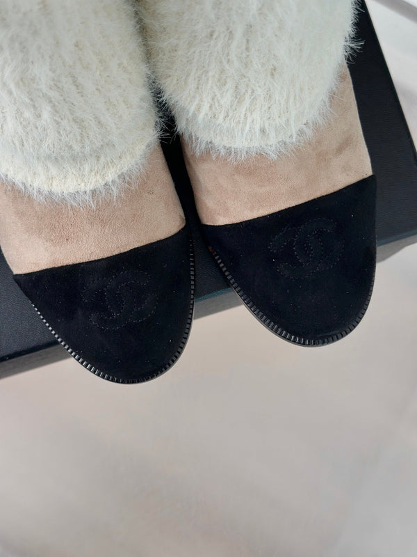 CC Short Boots 60mm Beige White Suede And Wool Yarn