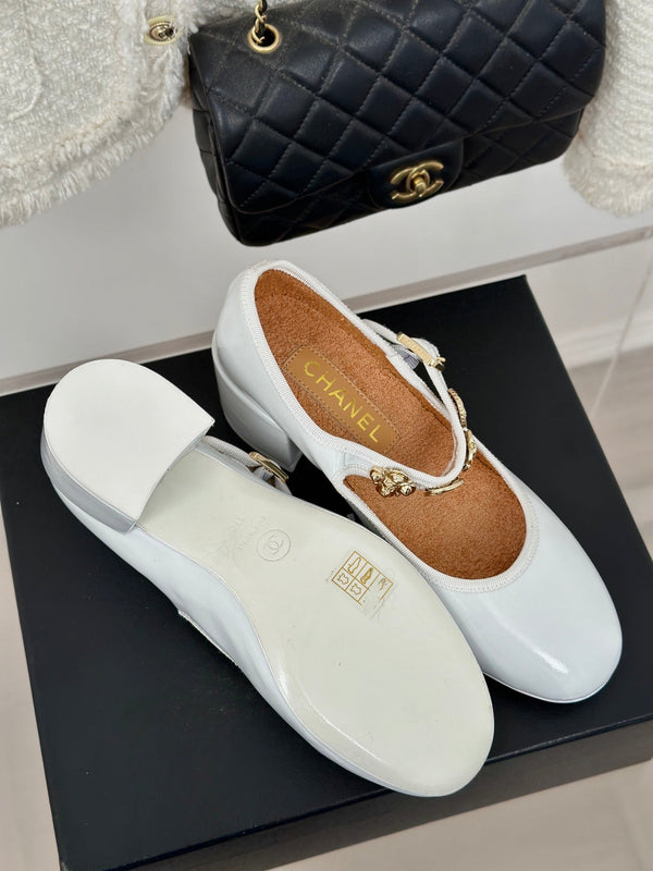 CC High Mary Jane Glossy White Lambskin