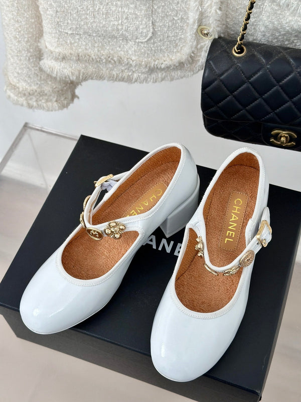 CC High Mary Jane Glossy White Lambskin