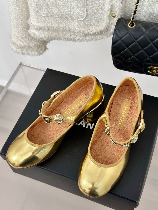 CC High Mary Jane Gold Lambskin