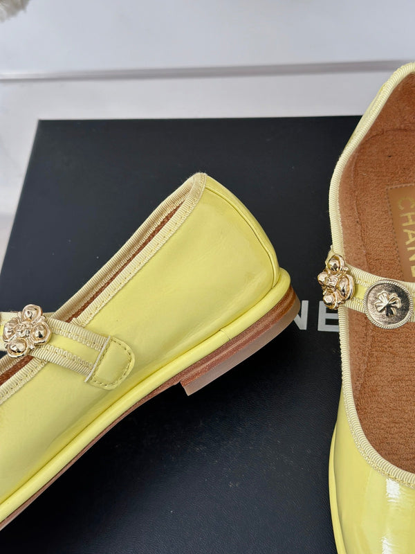 CC Mary Jane Glossy Lemon Yellow Cowhide And Lambskin