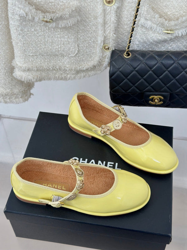 CC Mary Jane Glossy Lemon Yellow Cowhide And Lambskin