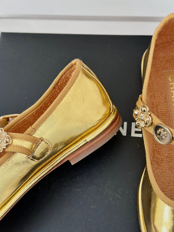 CC Mary Jane Gold Cowhide And Lambskin