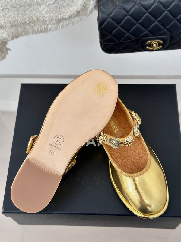 CC Mary Jane Gold Cowhide And Lambskin