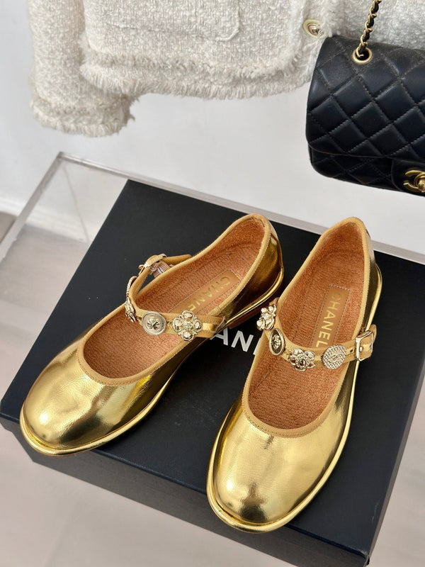 CC Mary Jane Gold Cowhide And Lambskin