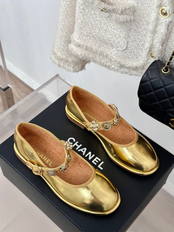 CC Mary Jane Gold Cowhide And Lambskin