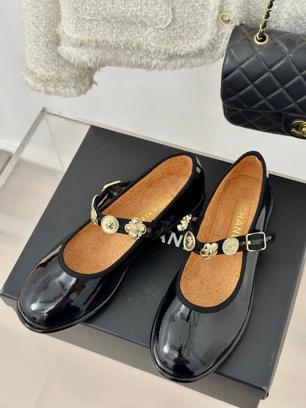 CC Mary Jane Glossy Black Cowhide And Lambskin