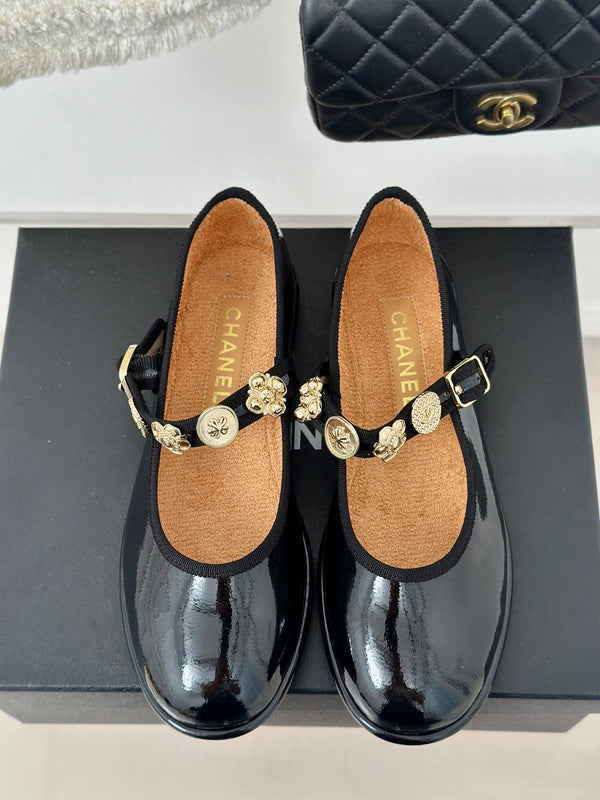 CC Mary Jane Glossy Black Cowhide And Lambskin