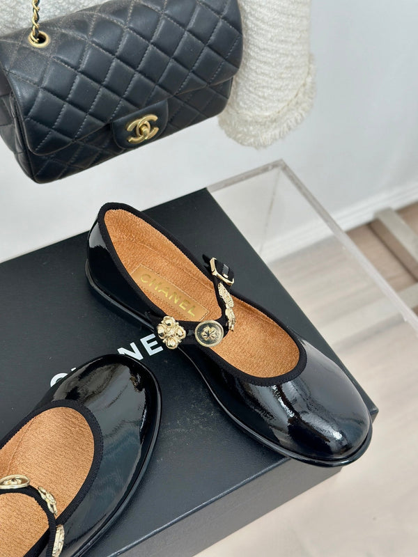 CC Mary Jane Glossy Black Cowhide And Lambskin