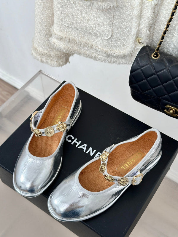 CC Mary Jane Silver Cowhide Wrinkled And Lambskin