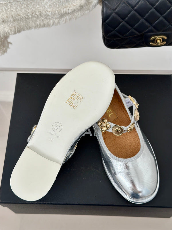 CC Mary Jane Silver Cowhide Wrinkled And Lambskin