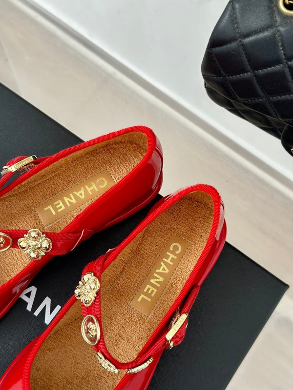 CC Mary Jane Glossy Bright Red Cowhide And Lambskin