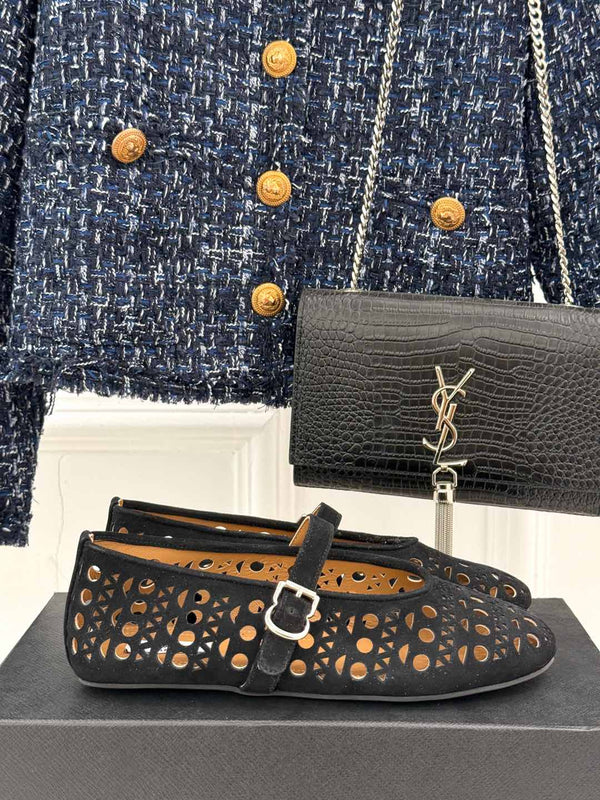 Alaia Women's Ballet Flat Black Suede 293217