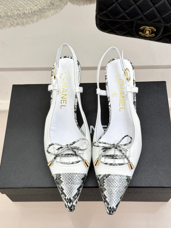 CC 25C Sandalo con cinturino posteriore e fiocco 60mm Pelle di pecora bianca mista Motivo pitone 265652