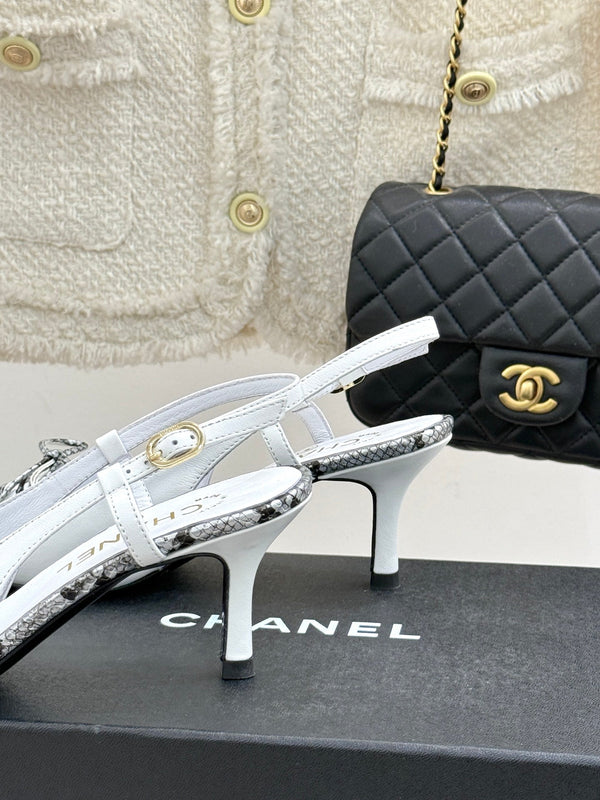 CC 25C Sandalo con cinturino posteriore e fiocco 60mm Pelle di pecora bianca mista Motivo pitone 265652