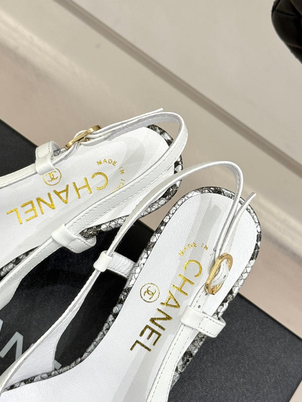 CC 25C Sandalo con cinturino posteriore e fiocco 60mm Pelle di pecora bianca mista Motivo pitone 265652