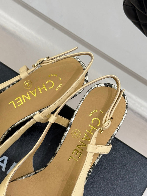 CC 25C Sandalo con cinturino posteriore e fiocco 60mm Beige Pelle di pecora mista Motivo pitone 265653