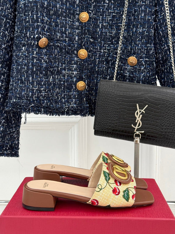 VT 25 Cherryfic Leather Trimmed Slides Brown Sheepskin 286505