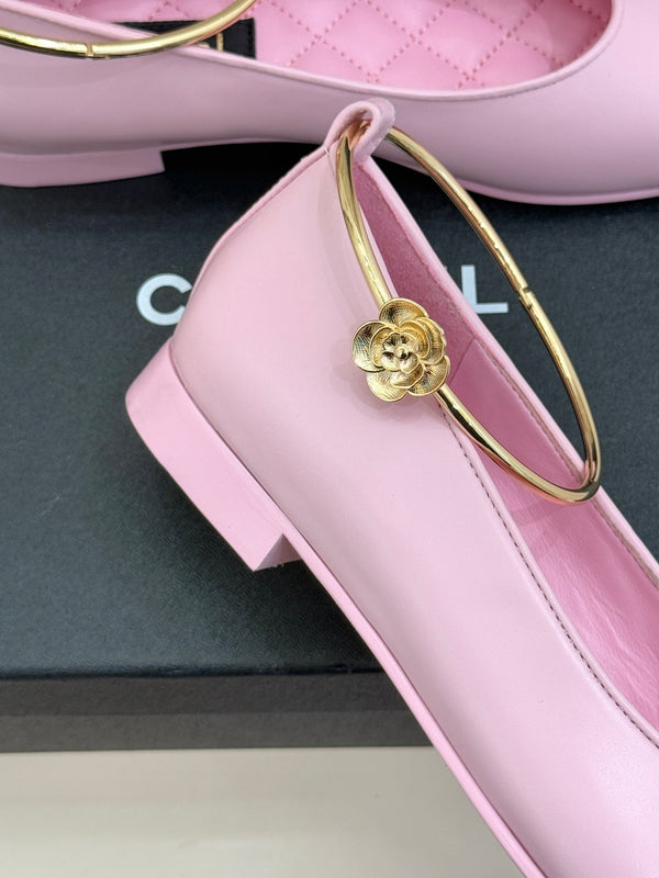 CC 26C Ribbon Double C Camellia Mary Jane Pink Black Lambskin