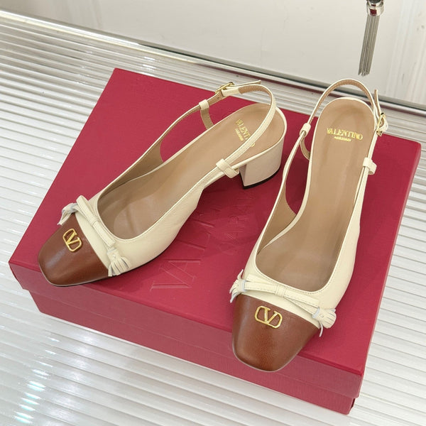 Valet Du Roi Kidskin Slingback 6cm Brown Cream Sheepskin 702243