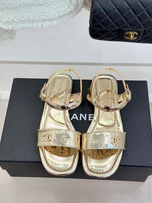 CC 26s Strap Flat Sandals Golden Lambskin 920332