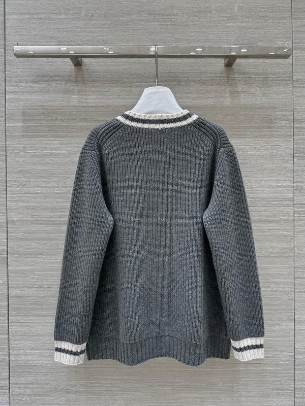 Miumiu V-neck knitted Cardigan Gray Cashmere