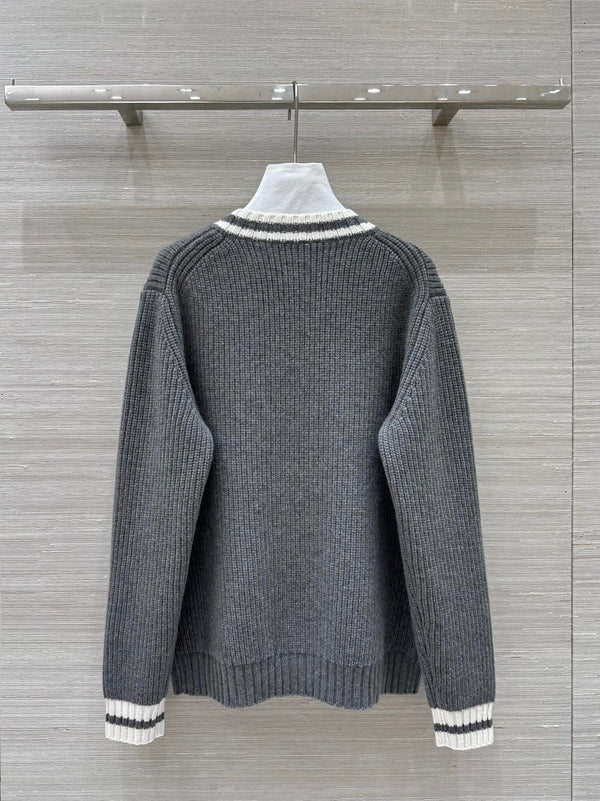 Miumiu V-neck knitted top Gray Cashmere