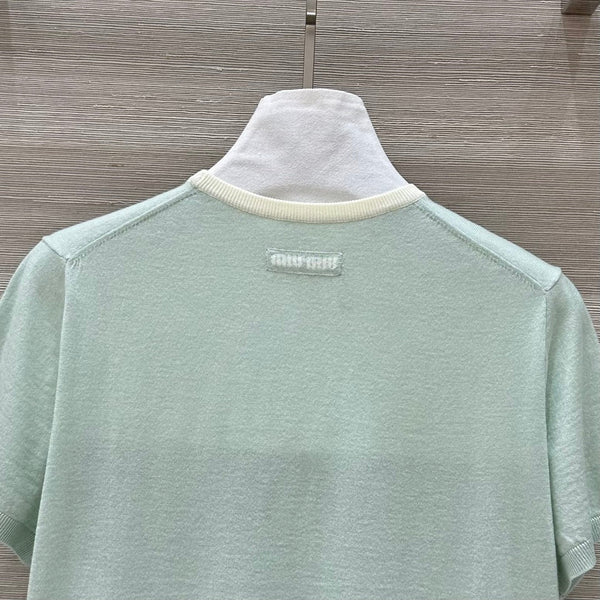 Miu Miu 25 Maglia a maniche corte in lana verde menta
