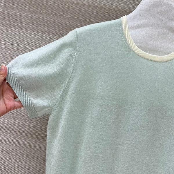 Miu Miu 25 Maglia a maniche corte in lana verde menta