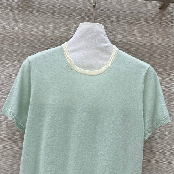 Miu Miu 25 Maglia a maniche corte in lana verde menta