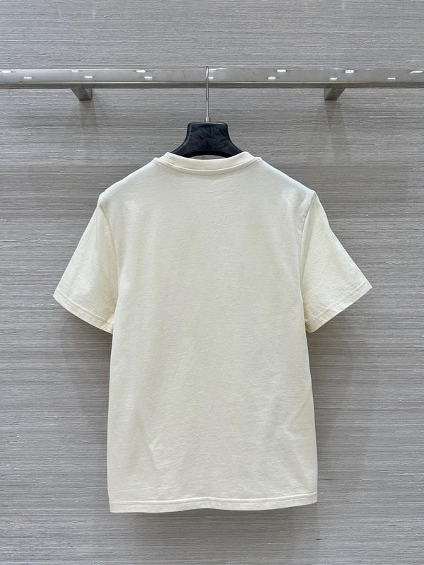 Miu Miu 25 Ribbed Cotton T-shirt Ivory Cotton