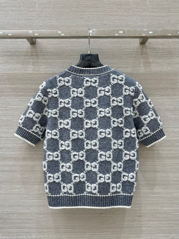 Gucci Knit Sweater Gray White Wool