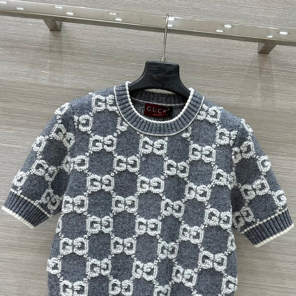 Gucci Knit Sweater Gray White Wool