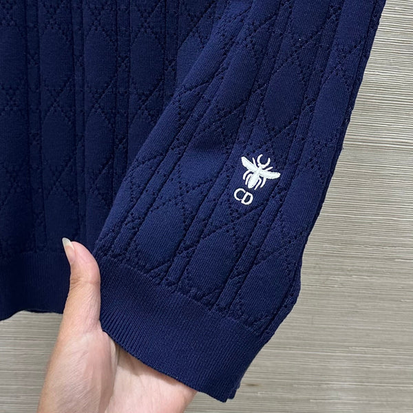 CD 25 Hollow Knitted Vest Blue Silk Wool